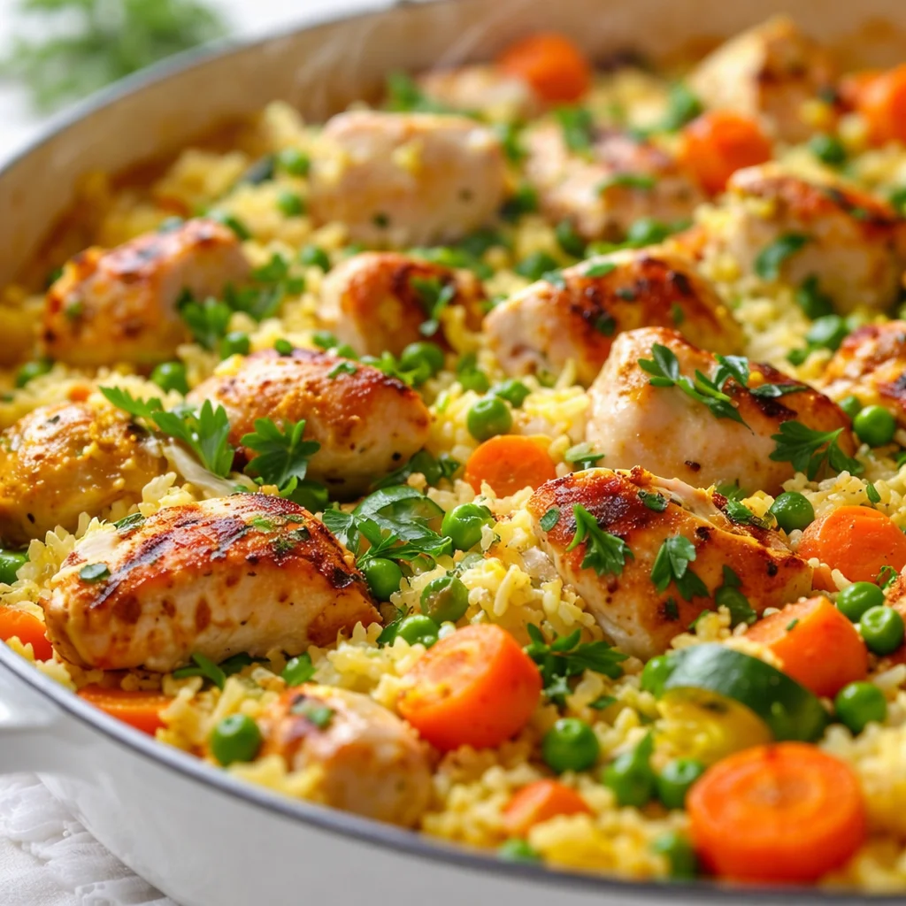 Bowl of anti-inflammatory chicken and rice soup with turmeric and ginger.