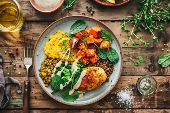 Healthy dairy free anti inflammatory dinner recipe with fresh ingredients.