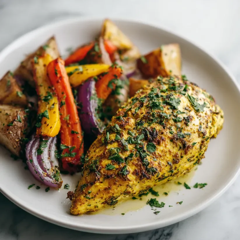 Easy baked anti inflammatory chicken with roasted vegetables