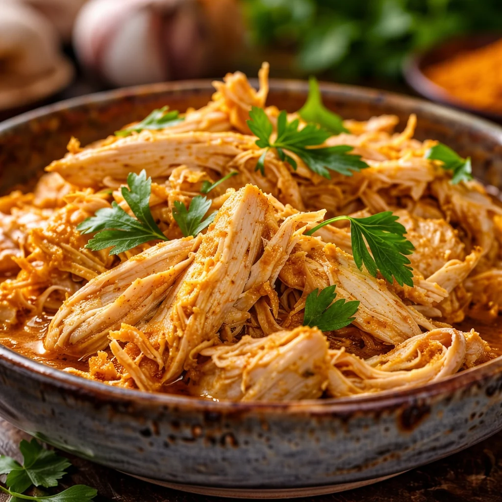 A bowl of slow cooker anti-inflammatory chicken with turmeric and vegetables