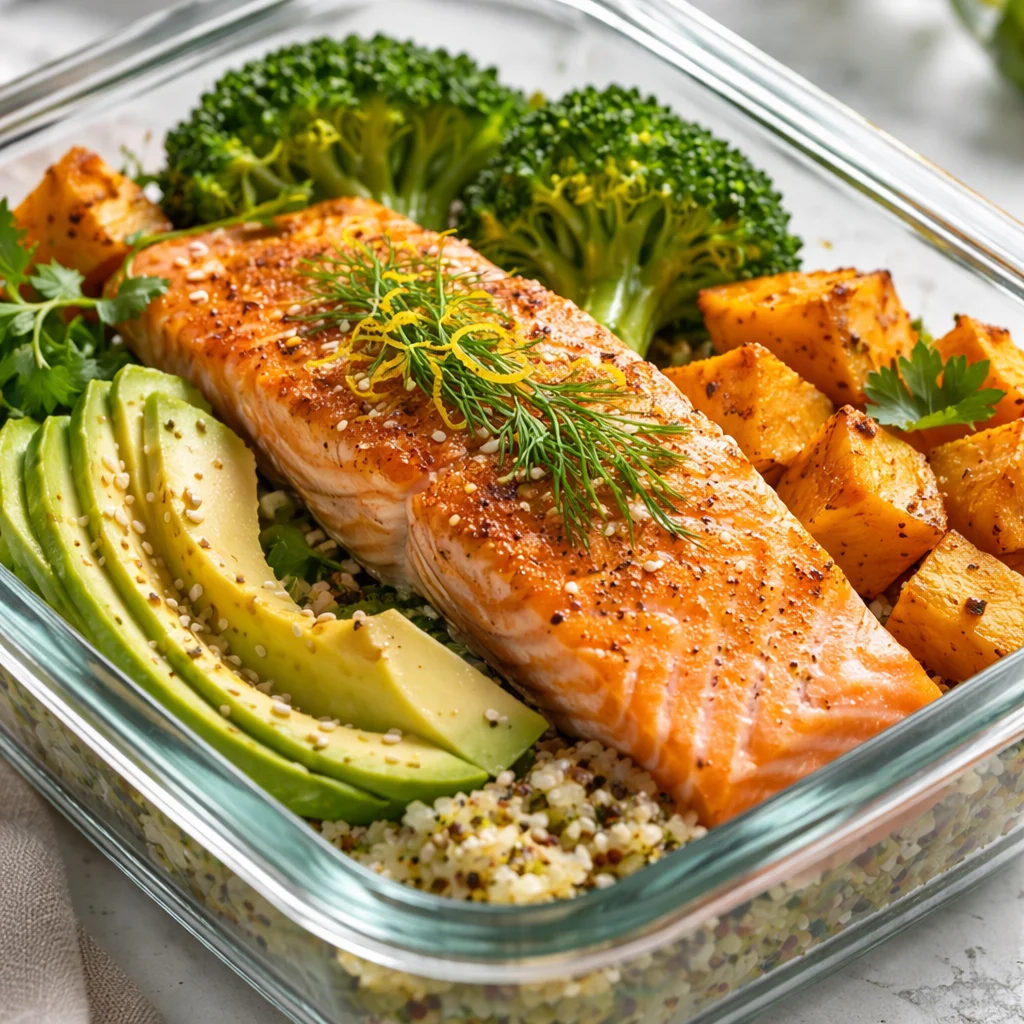 Colorful anti-inflammatory dinner meal prep featuring healthy ingredients and vibrant dishes.