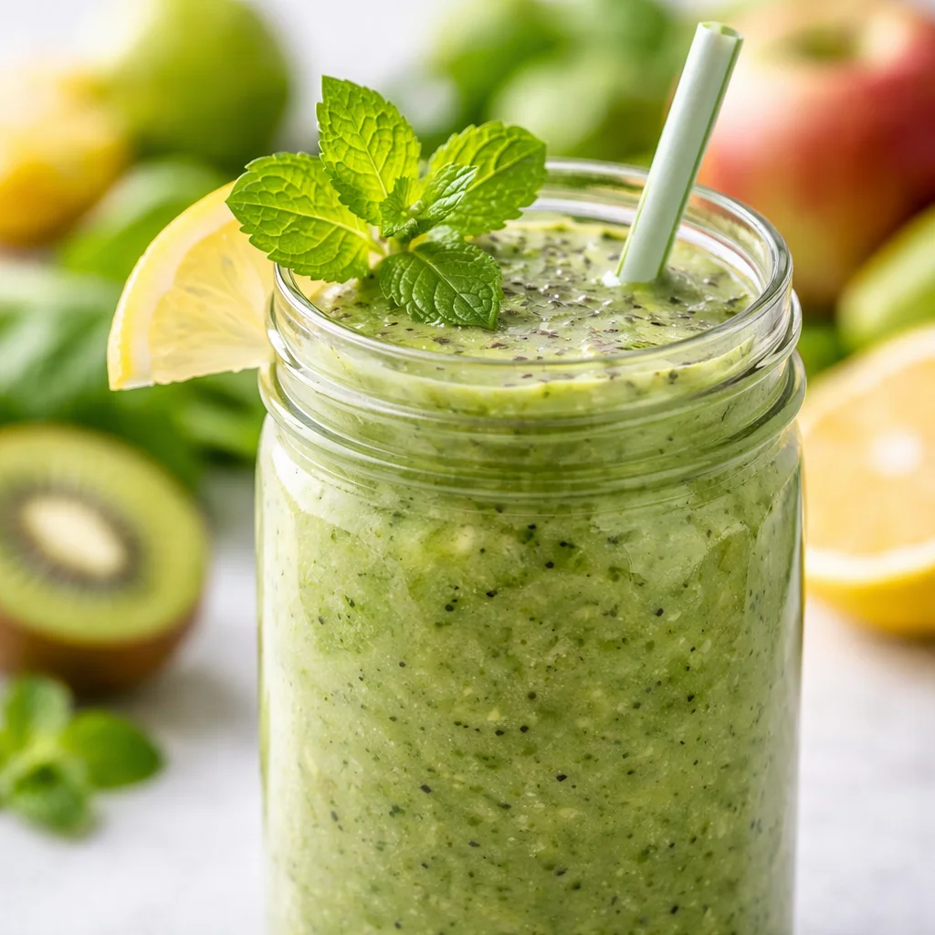 Collection of nutritious gut healing drinks including smoothies and kombucha.