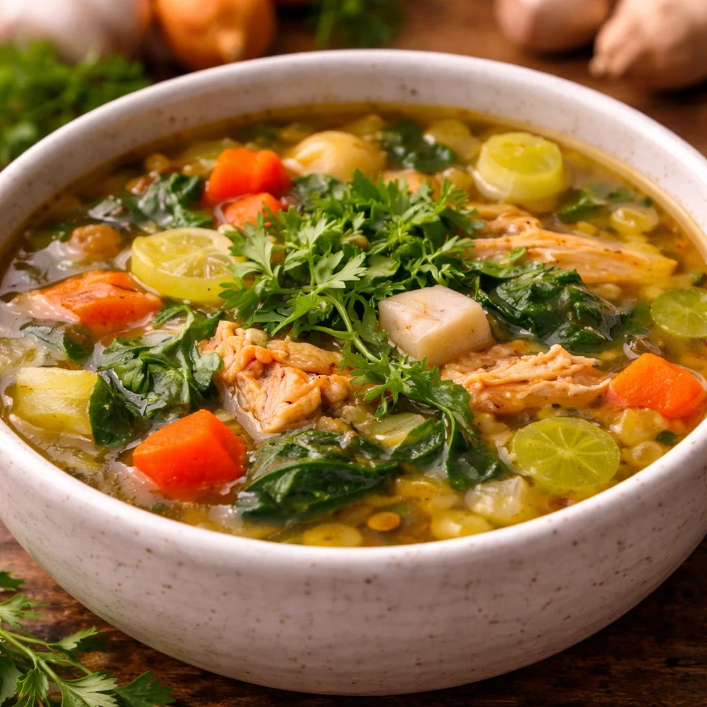 9-gut-healing-soup-recipes-that-calm-digestion-fas-2026-03-18-003151 Bowl of gut healing vegetable soup with fresh ingredients for optimal gut health.