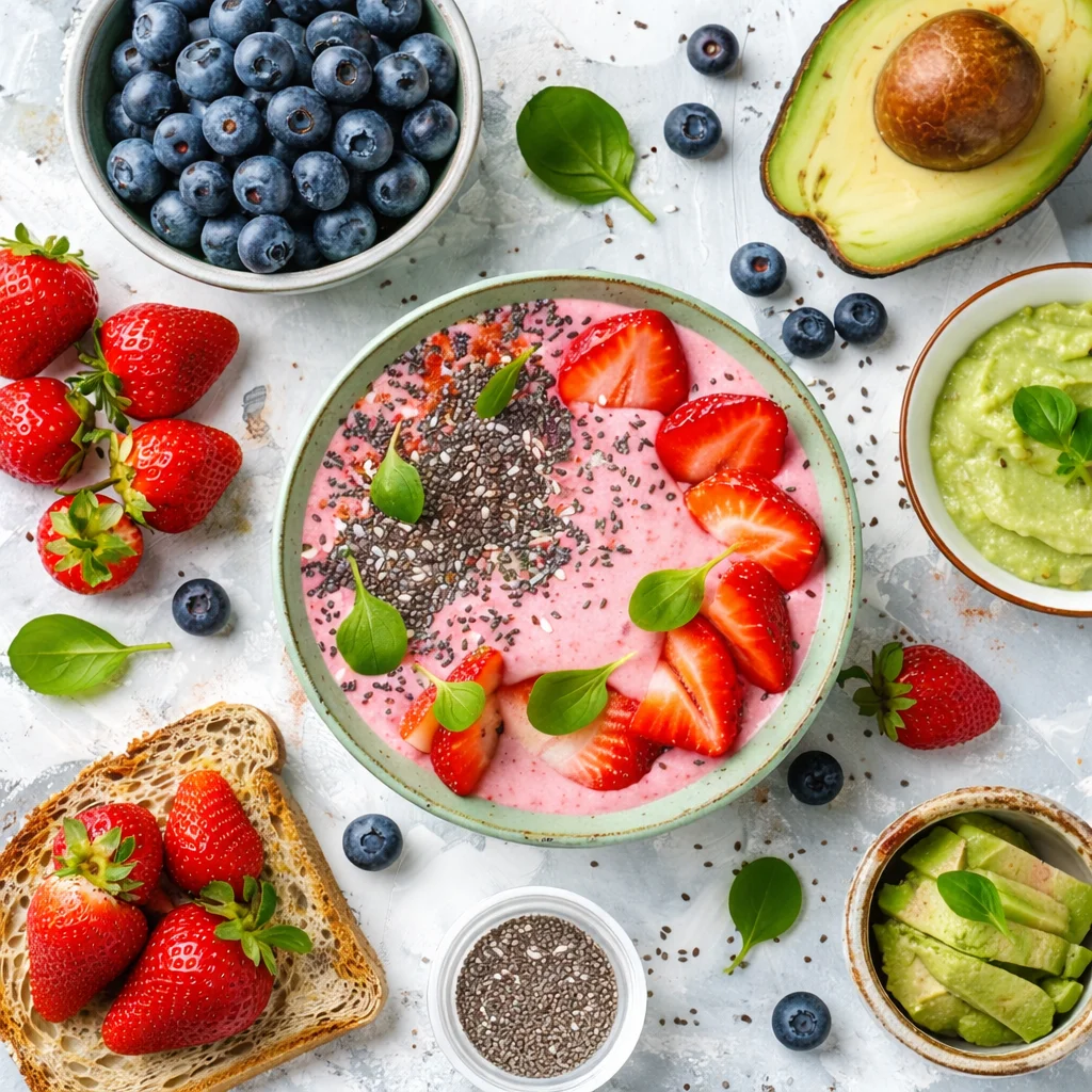 anti-inflammatory breakfast with oats berries and chia seeds