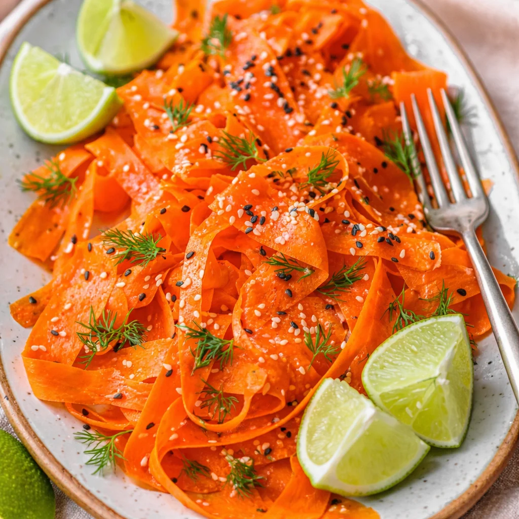 Fresh raw carrot salad supporting hormone balance and digestion with dressing.