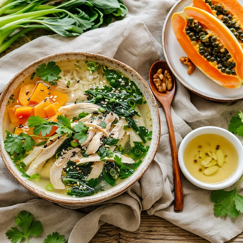 Healthy gut healing foods including leafy greens and fruits for digestion relief.