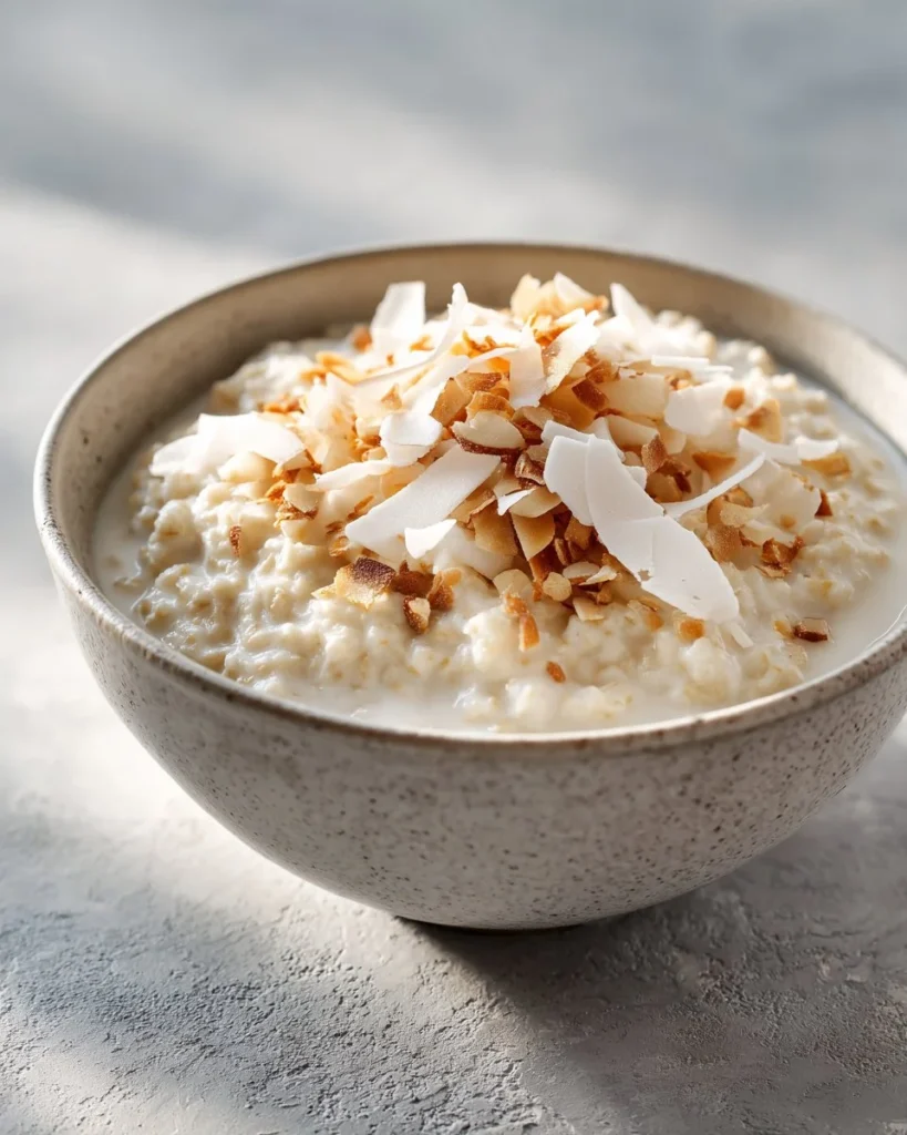 coconut cream oats healthy breakfast bowl