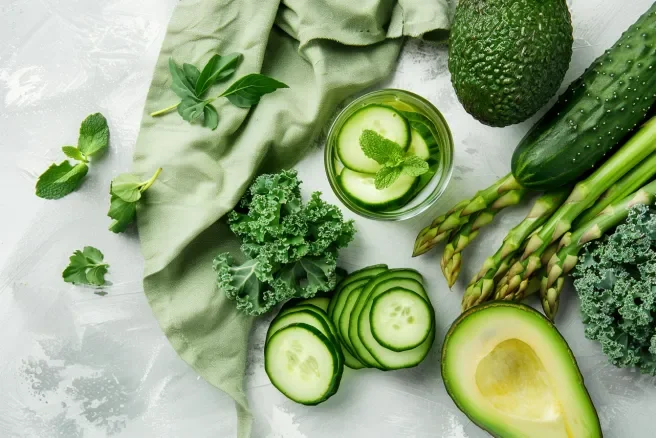 A basket of fresh green vegetables promoting gut health.