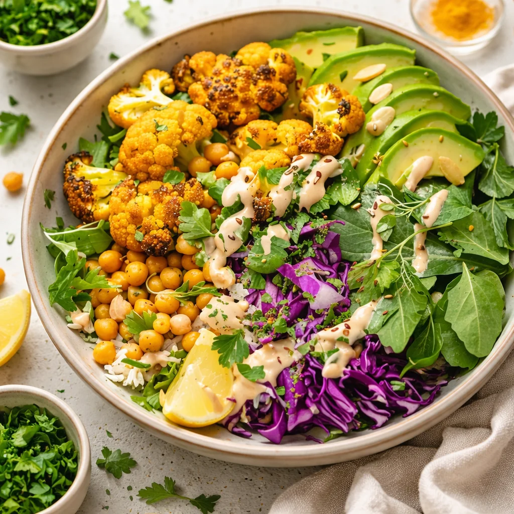Healthy anti-inflammatory bowl filled with vibrant ingredients for lunch.