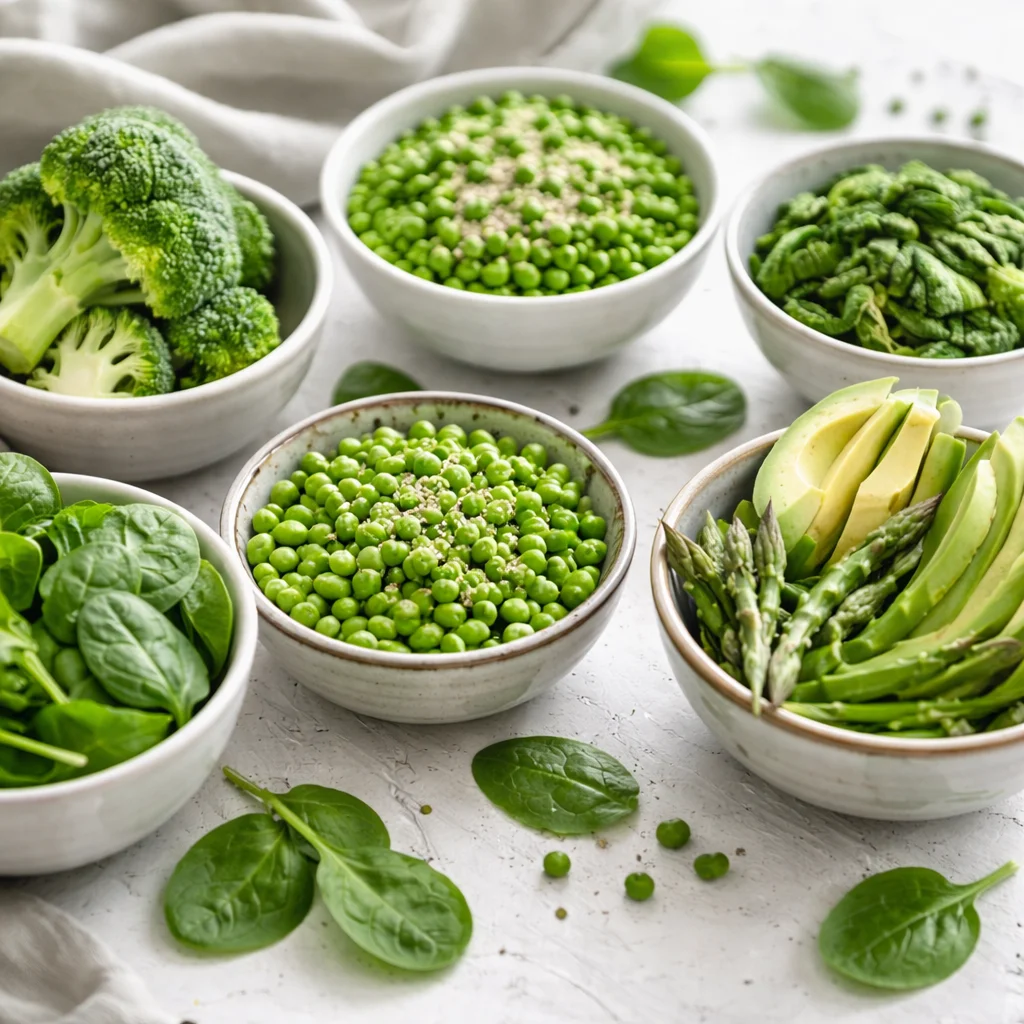 High-protein green foods promoting gut health with nutrient-rich ingredients.