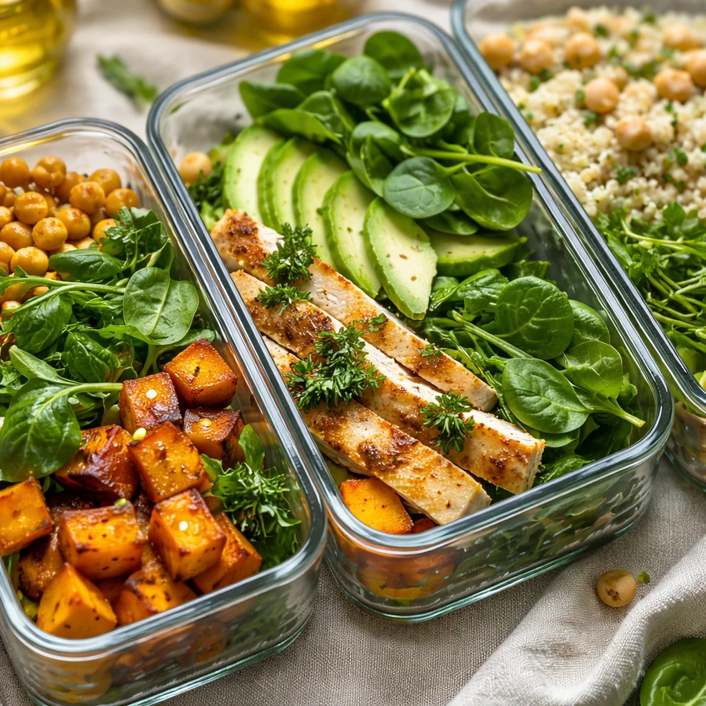 Healthy work lunch ideas for gut health with fiber-rich, high-protein recipes.